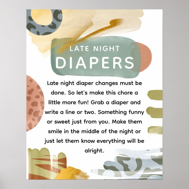  Abastract Baby Shower 'Late Night Diaper' Poster (Front)