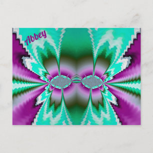 ABBEY ~ 3D Fractal Design Pattern ~ Green Purple  Postcard