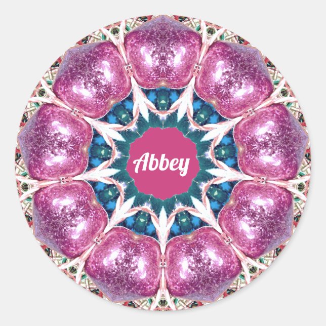 ABBEY ~ Bright Abstract Pattern ~ Personalised Classic Round Sticker (Front)