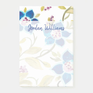 Abbey Floral Tiles - Blue Blooms Post-it Notes