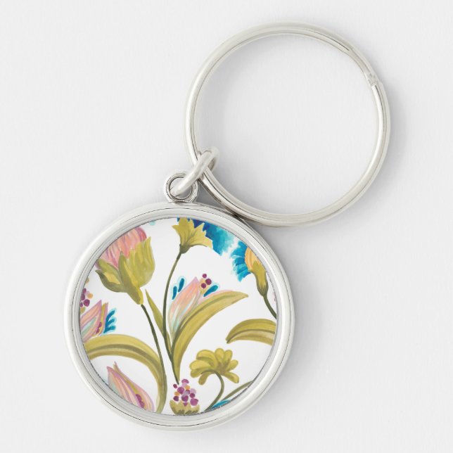Abbey Floral Tiles - Spring Flowers Key Ring (Front)