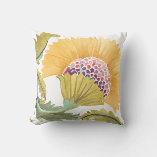 Abbey Floral Tiles - Yellow Cushion (Front)