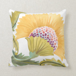 Abbey Floral Tiles - Yellow Cushion