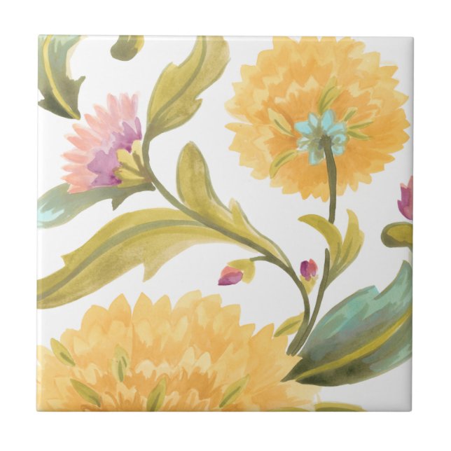 Abbey Floral Tiles - Yellow Flowers (Front)