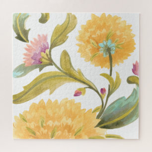 Abbey Floral Tiles - Yellow Flowers Jigsaw Puzzle