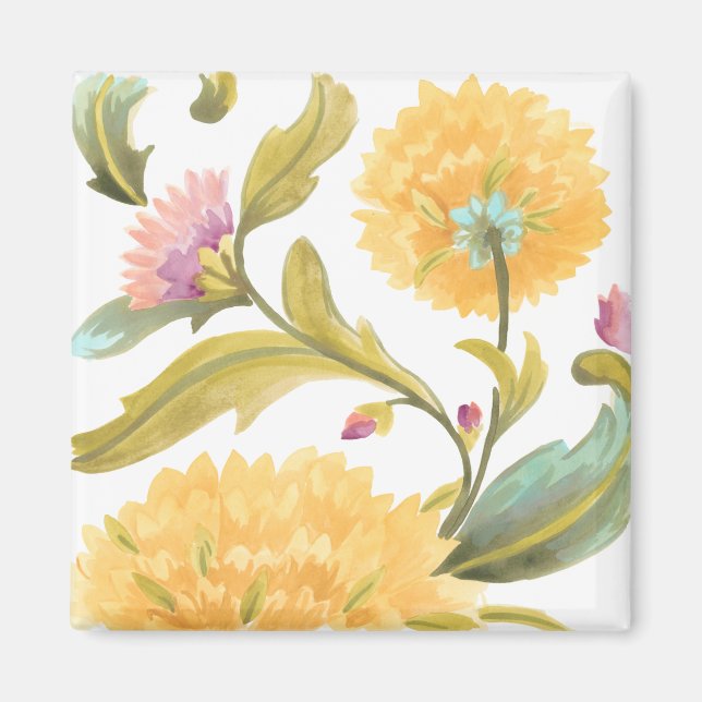 Abbey Floral Tiles - Yellow Flowers Magnet (Front)