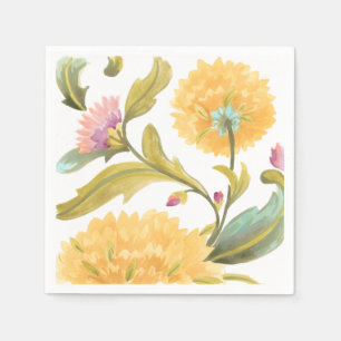 Abbey Floral Tiles - Yellow Flowers Napkin