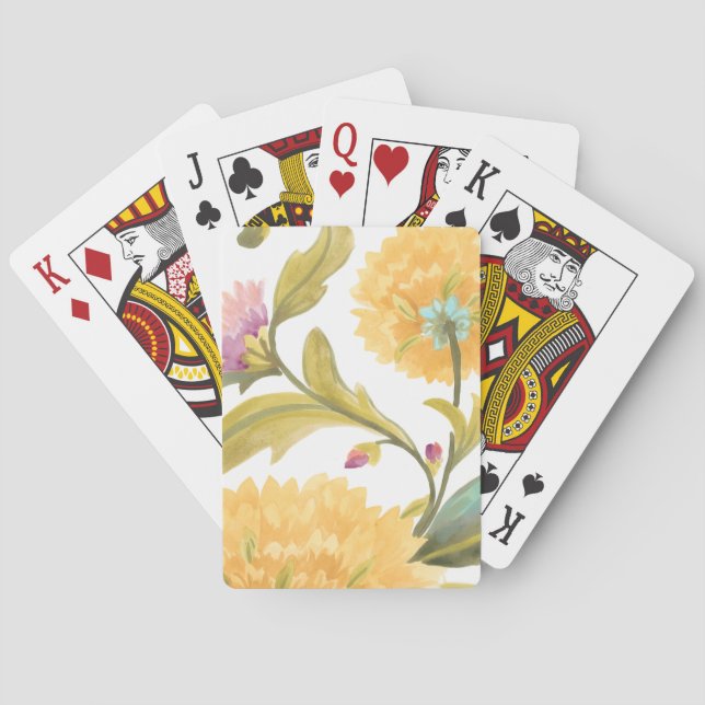 Abbey Floral Tiles - Yellow Flowers Playing Cards (Back)