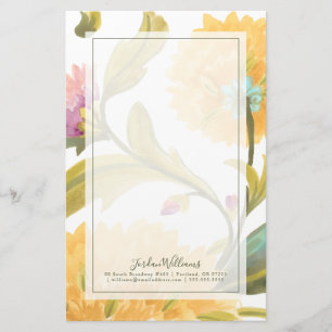 Abbey Floral Tiles - Yellow Flowers Stationery