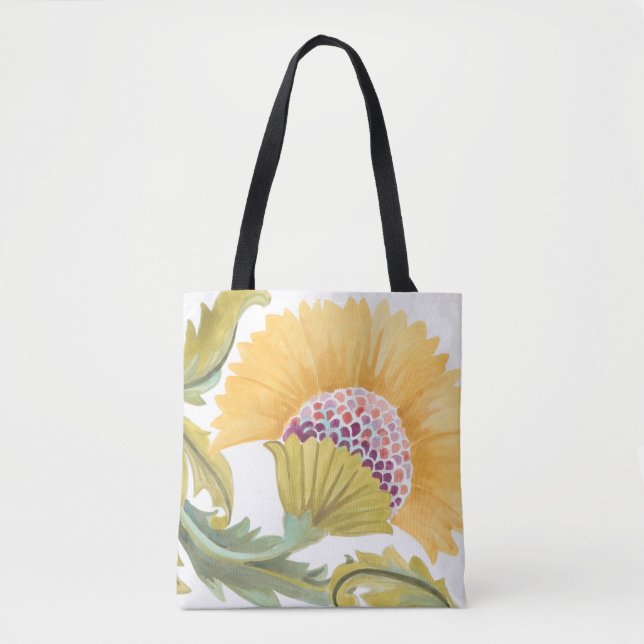 Abbey Floral Tiles - Yellow Tote Bag (Front)