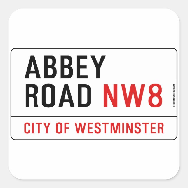 Abbey Road Street Sign Square Sticker (Front)