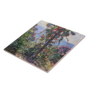 Abbott Fuller Graves Flowering Vines on Palm Tree Ceramic Tile