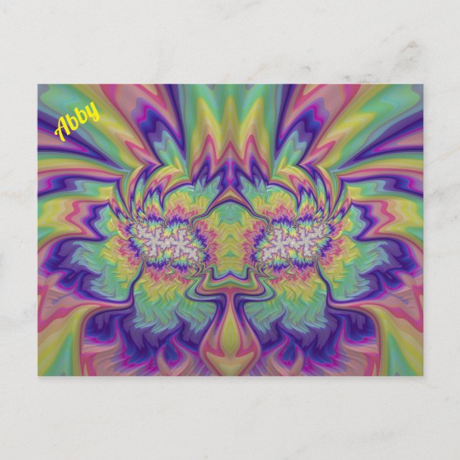 ABBY ~ 3D Fractal Design Pattern ~ Multicolour Postcard (Front)