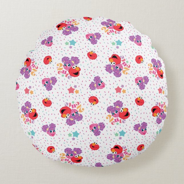 Abby And Elmo 2 Cute Pattern Round Cushion (Front)