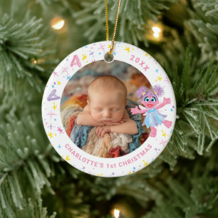 Abby Cadabby Baby's 1st Christmas Photo Ceramic Ornament