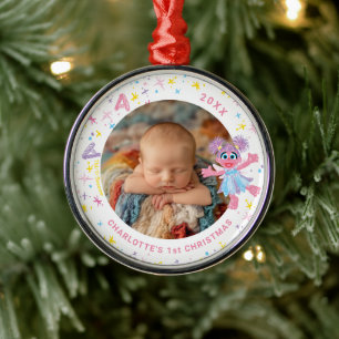 Abby Cadabby Baby's 1st Christmas Photo Metal Orna Metal Ornament