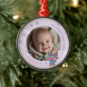 Abby Cadabby Baby's 1st Christmas Photo Metal Ornament