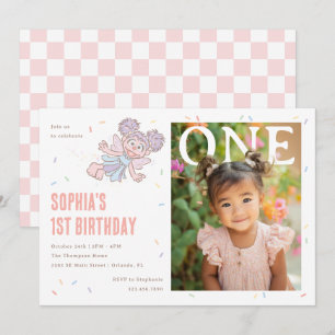 Abby Cadabby Pink Confetti First Birthday Invitation