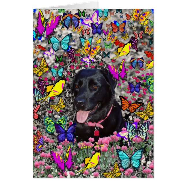 Abby in Butterflies - Black Lab Dog (Front)