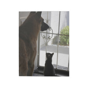 Abby with Zorro At Front Door Notepad