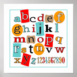 ABC 123 Child's Wall Art Decor Poster