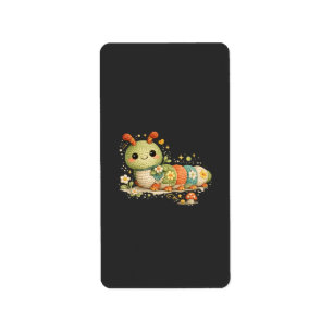 ABC 123 Heartbeat Funny Cute Caterpillar Crochet  Label