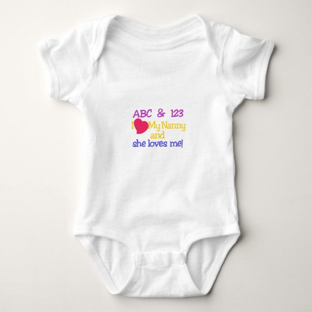ABC & 123 I My Nanny & She Loves Me! Baby Bodysuit (Front)