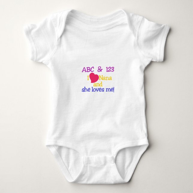 ABC & 123 I Nana And She Loves Me! Baby Bodysuit (Front)