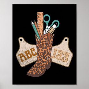 Abc 123 Western Teacher Life Cowboy Cowgirl Teachi Poster