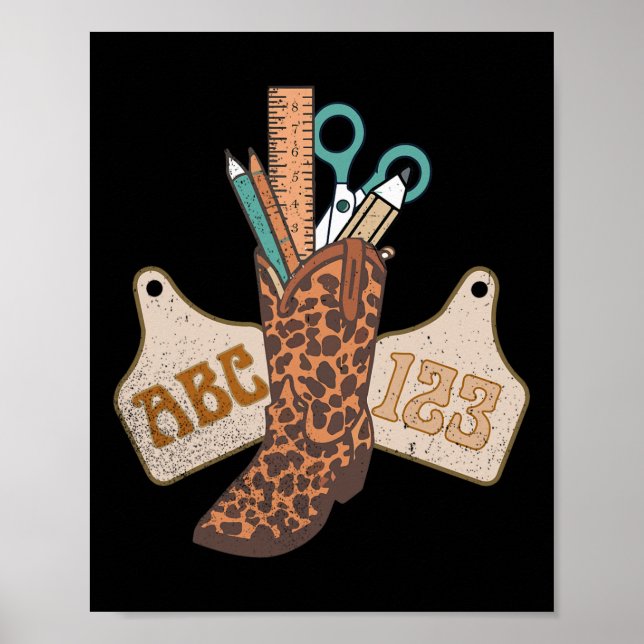 Abc 123 Western Teacher Life Cowboy Cowgirl Teachi Poster (Front)