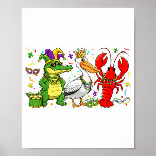 Abc Alligator Pelican Crawfish Louisiana Funny Mar Poster