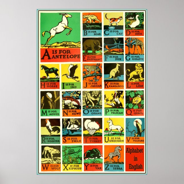 Abc Alphabet animal poster - Teaching Aid Chart (Front)