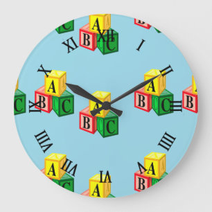 abc alphabet blocks large clock