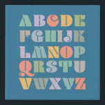 ABC Alphabet Chart Faux Canvas Print<br><div class="desc">A colourful,  retro Alphabet wall art design for your child or baby. Inspired by retro typefaces and boho design,  this cover can be personalised with a name,  monogram,  or other text. Gender-neutral colours; purple,  green,  orange,  yellow,  teal,  turquoise,  grey,  brown,  cream.</div>