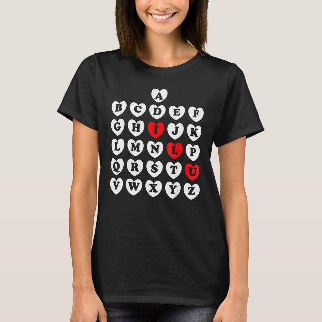 Abc Alphabet English Teacher Valentine S Day Abc H T-Shirt (Front)