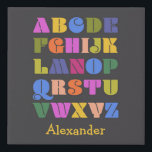 ABC Alphabet Faux Wrapped Canvas<br><div class="desc">An colourful alphabet design in a retro typeface. Fun and stylish wall decor designed to help kid's learn their ABCs. This design can be personalised with a custom name or initials or other text.</div>