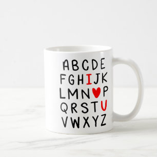 Abc Alphabet I Love You Englieacher Valentines  Coffee Mug