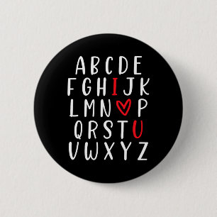 Abc Alphabet I Love You English Teacher Valentines 6 Cm Round Badge