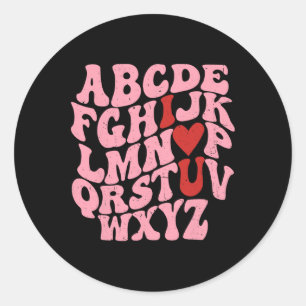 Abc Alphabet I Love You English Teacher Valentines Classic Round Sticker