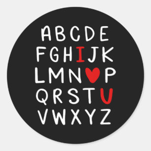 Abc Alphabet I Love You English Teacher Valentines Classic Round Sticker