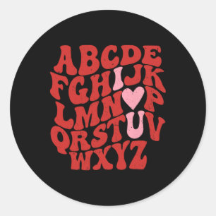Abc Alphabet I Love You English Teacher Valentines Classic Round Sticker