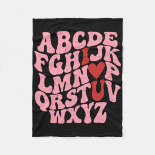 Abc Alphabet I Love You English Teacher Valentines Fleece Blanket
