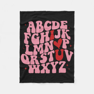 Abc Alphabet I Love You English Teacher Valentines Fleece Blanket