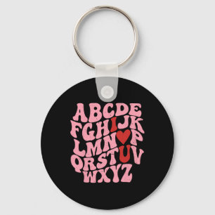 Abc Alphabet I Love You English Teacher Valentines Key Ring
