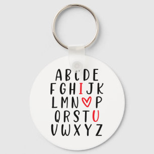Abc Alphabet I Love You English Teacher Valentines Key Ring