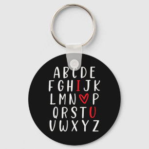 Abc Alphabet I Love You English Teacher Valentines Key Ring