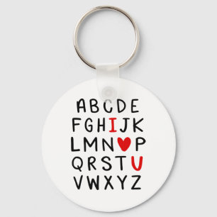 Abc Alphabet I Love You English Teacher Valentines Key Ring