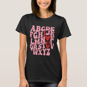 Abc Alphabet I Love You English Teacher Valentines T-Shirt