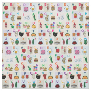 ABC Alphabet learning letters happy foods learn Fabric