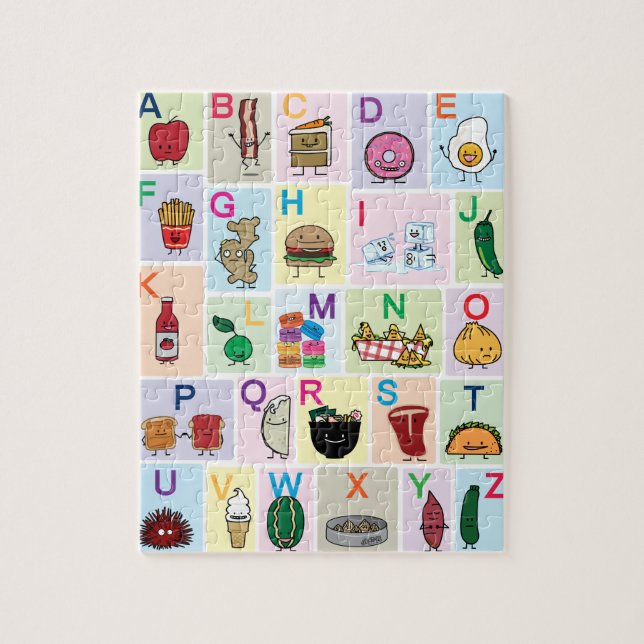 ABC Alphabet learning letters happy foods learn Jigsaw Puzzle (Vertical)